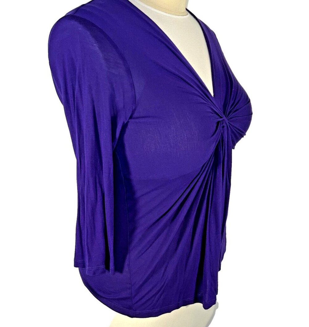 Jones NY Sport - Blouse Women's XL Jersey V-Neck Cascade Front 3/4 Sleeve - Picture 4 of 16
